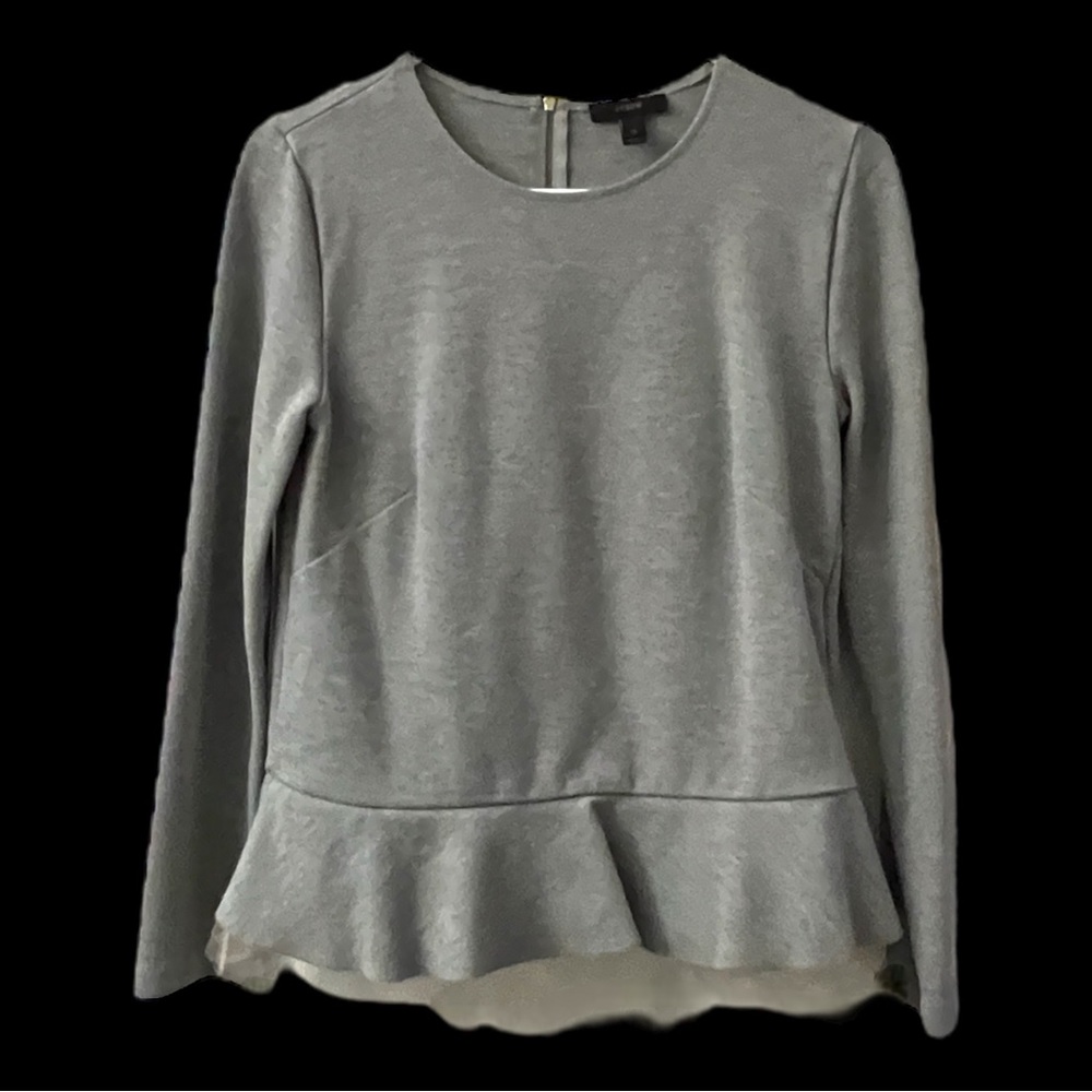 J.Crew gray & pink balletcore long sleeve peplum tulle top / Size XS